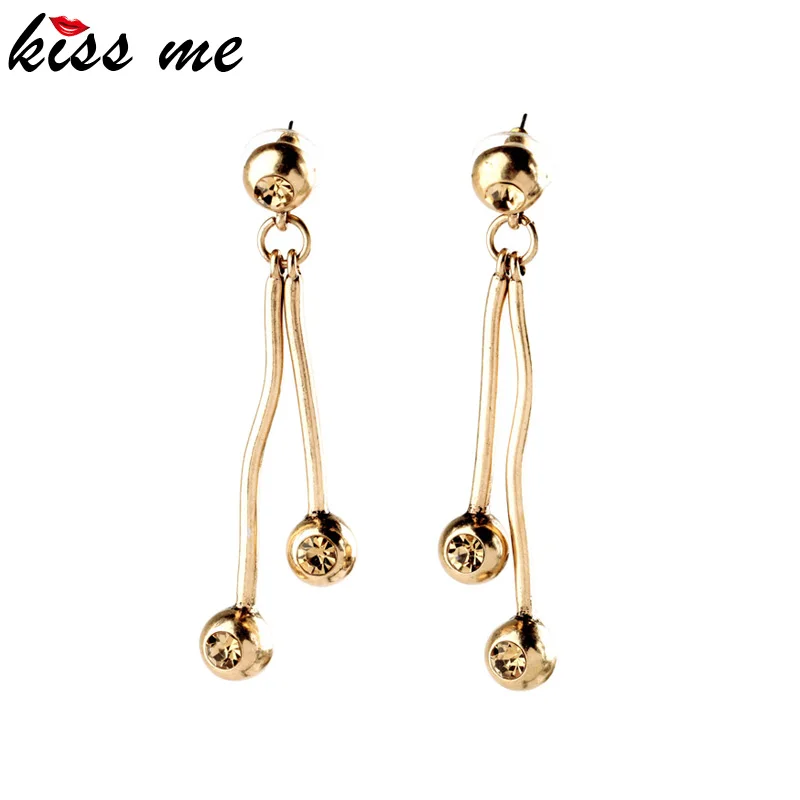 KISS ME Jewelry Unique Champagne Crystal Old Gold Color Hanging Earrings Factory Wholesale | Украшения и аксессуары