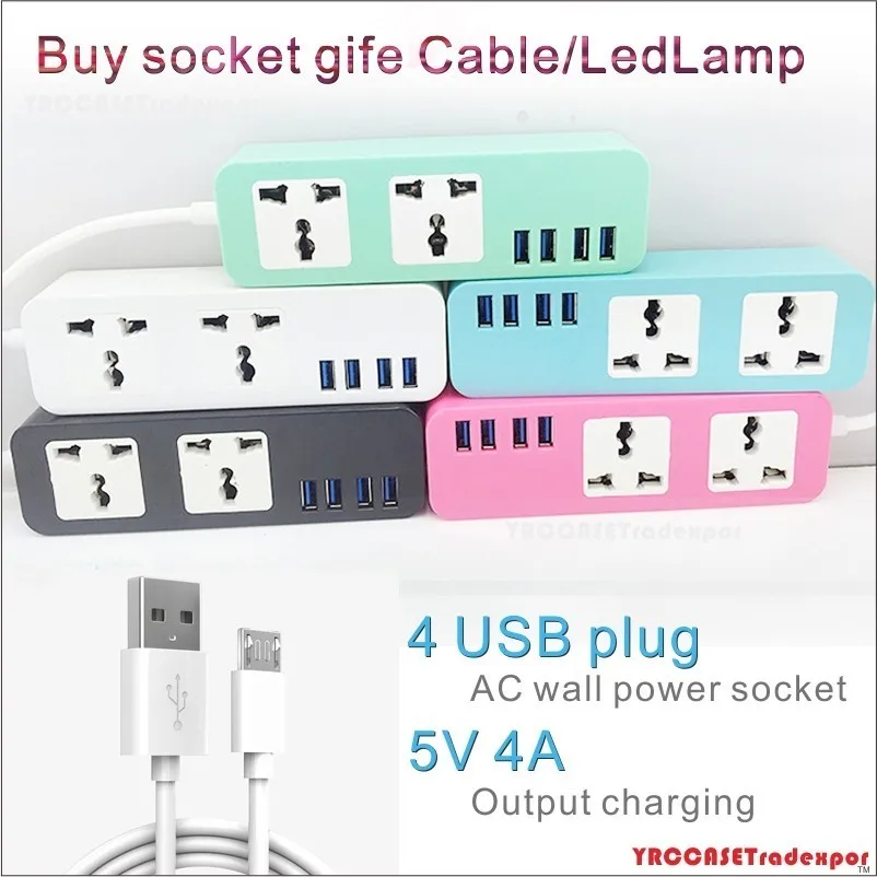 4 USB plug AC wall power socket 5V 4A output 110V 250V input Charging