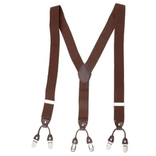 Мужские брюки на подтяжках регулируемые y-образные Эластичные подтяжки Пряжка Цвет: кофейный