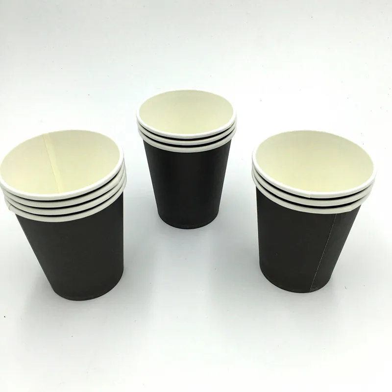 

10PCS/LOT BLACK SOLID COLOR THEME PAPER CUPS KIDS FAVOR PAPER GLASSES PURE COLOR BLACK THEME DISPOSABLE CUP GLASSES