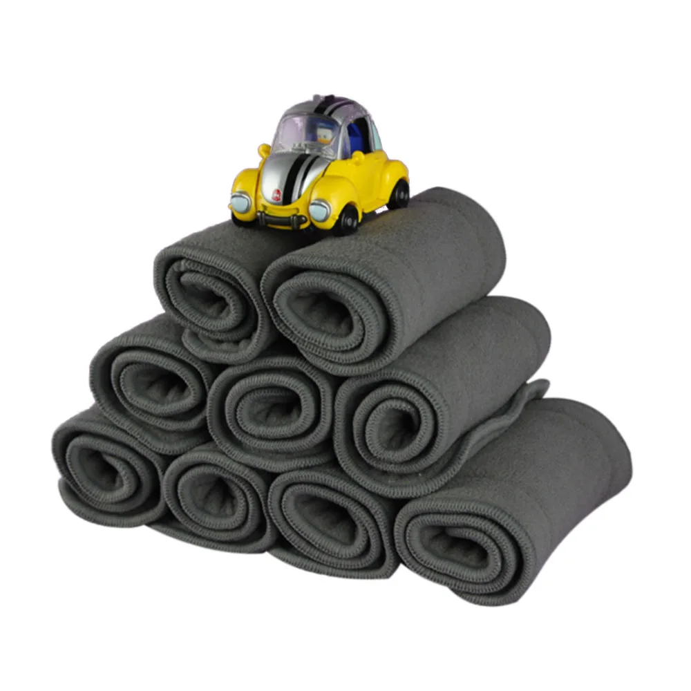 10Pcs Lot Baby Diapers 4 Layers Bamboo Charcoal Inserts Cloth Diapers Nappy Changing Reusable Baby Diapers