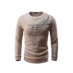 Для мужчин свитер 2018 бренд шею шерстяные свитера модные пуловеры зимние теплые Джемперы перо трикотажная одежда с вышивкой плюс Размеры S-XX