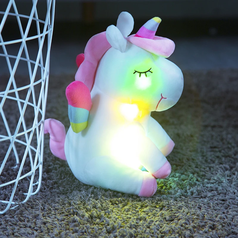30 см светодио дный светодиодные плюшевый светильник игрушки Единорог Мягкие животные плюшевые игрушки милый пони лошадь игрушка мягкая