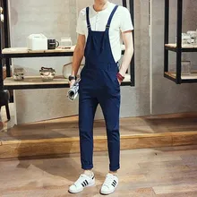 Весенне-осенние мужские тонкие комбинезоны, черные, синие мужские штаны на подтяжках с карманами, корейский стиль, летний Повседневный цельный комбинезон для мужчин