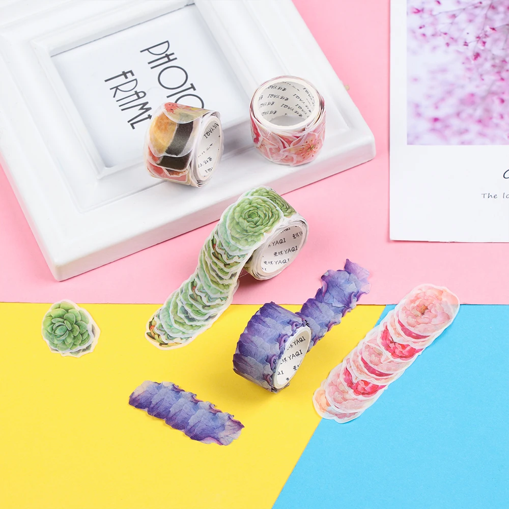 

200 PCs Flower Petals Paper Tape Fruit Decor Masking Tape DIY Craft Journal Scrapbooking Sticky Paper Stickers Gift Stationery