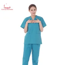 Oral nurses wear men's and women's split suits with short sleeves and long sleeves light grey top with stripe and long sleeves