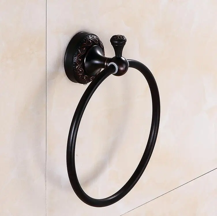 Стиль Европейский стиль Wal-mount античный/черный/полотенце Orb кольцо классическое банное полотенце держатель аксессуары для ванной комнаты 9109 K - Цвет: Black