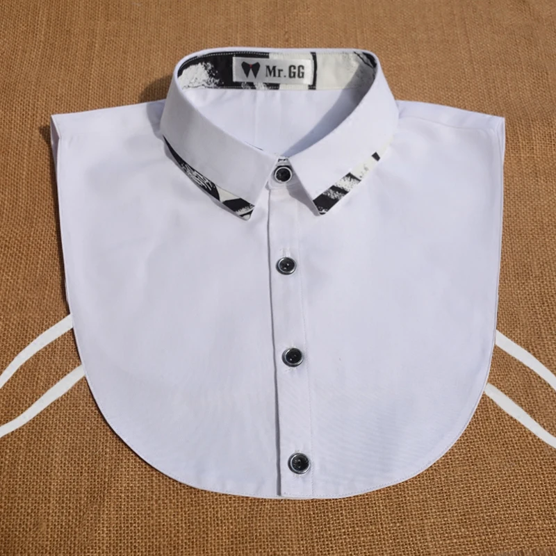 

Elegant Mens Fake Collar Cotton 2019 New White Man False Collars Detachable Male Kragen Black Fake Removable Collar Nep Kraag