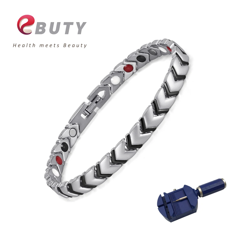 

EBUTY Men Titanium Bracelet Magnet FIR Energy Ball Bracelets Fashion Jewelry Gift Unimpeded Blood Pressure Health with Box
