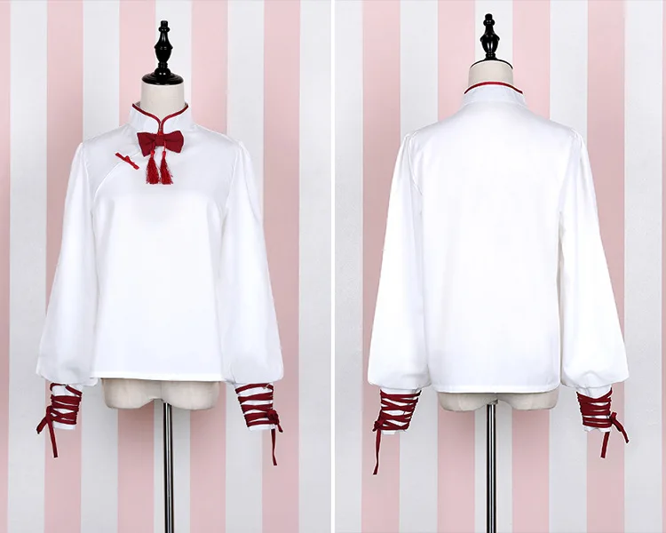 Mori Girl/комплект из 2 предметов, винтажная элегантная милая Лолита Hanfu в китайском стиле, топы с бантом и кисточками+ бандажный комплект с вышитым кроликом и юбкой - Цвет: Only Tops