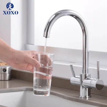 

XOXOKitchen Purify Faucets Drinking Water Chrome Deck Mounted Mixer Tap 360 Rotation Pure Water Filter Kitchen Sinks Taps 81038