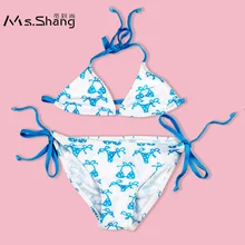 Ms. Shang/детский купальник для девочек 8-16 лет, комплект бикини, топ с лямкой через шею, детский купальник, милые купальники для подростков, сексуальный купальный костюм для девочек