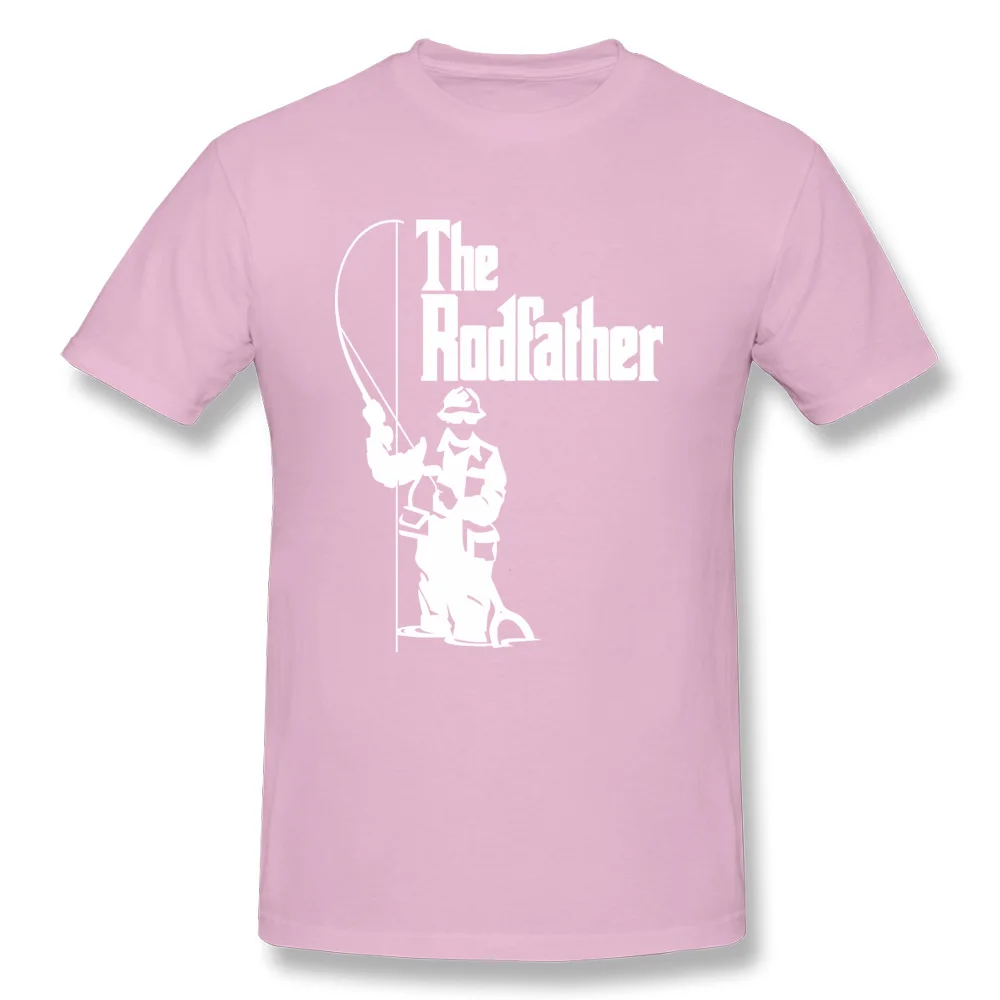 The-Rodfather-Fishinger Summer Tops & Tees for Men Cotton Fabric Father Day Crew Neck Top T-shirts Casual T-Shirt 2018 Newest The-Rodfather-Fishinger pink