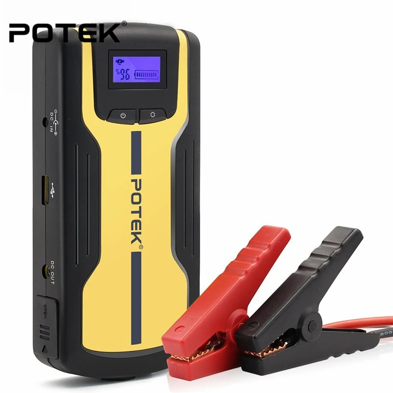 POTEK 600A Peak Portable Car Jump Starter,13200mAh Battery Boost Power Bank Charger with LED