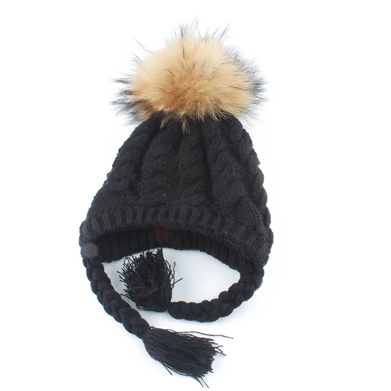 Детская шапочка детская с помпоном из натурального меха|Мужская Skullies & шапочки| |