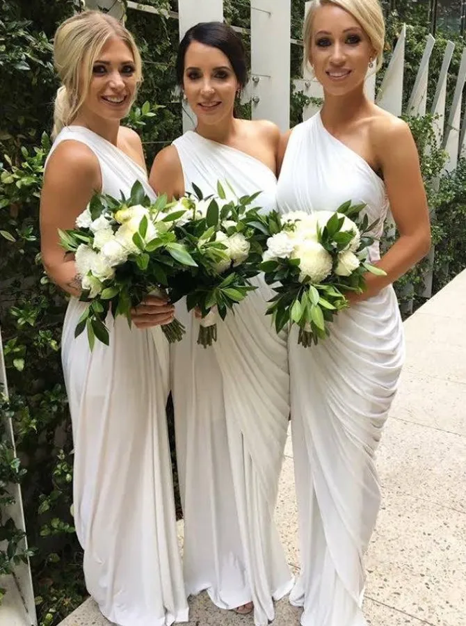 Ivory as picture Bbonlinedress платье подружки невесты с одним плечом, Новое поступление, платье подружки невесты, облегающее платье для вечеринки, свадебное платье для выпускного вечера - Цвет: Ivory as picture
