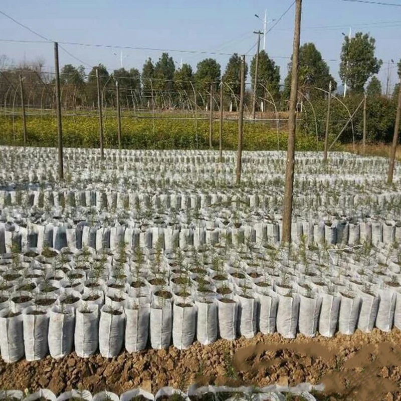 100pcs Garden Nursery Bags Plant Grow Seedling Biodegradable Fabrics Pots Raising Eco-Friendly Aeration Planting Bags Supplies