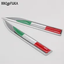 Car Italy Italian Flag Emblem Stickers Badge Fender Side Wing Metal Styling 1 Pair For Fiat Panda VW Golf Polo Focus Benz Jaguar