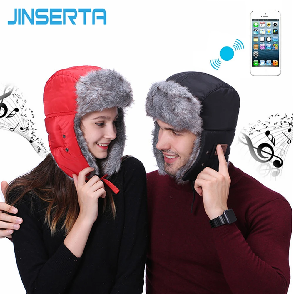 

JINSERTA Winter MP3 Music Bluetooth Hat for Women Men Lover Hunting Cap Outdoor Hats+Windproof Facemask for Iphone 7 8 X Gifts