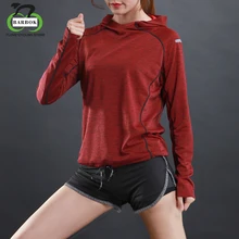 Осенняя женская рубашка для бега с длинным рукавом, Спортивная футболка для фитнеса, спортивная куртка с капюшоном, женская спортивная одежда, зеленый, красный, серый