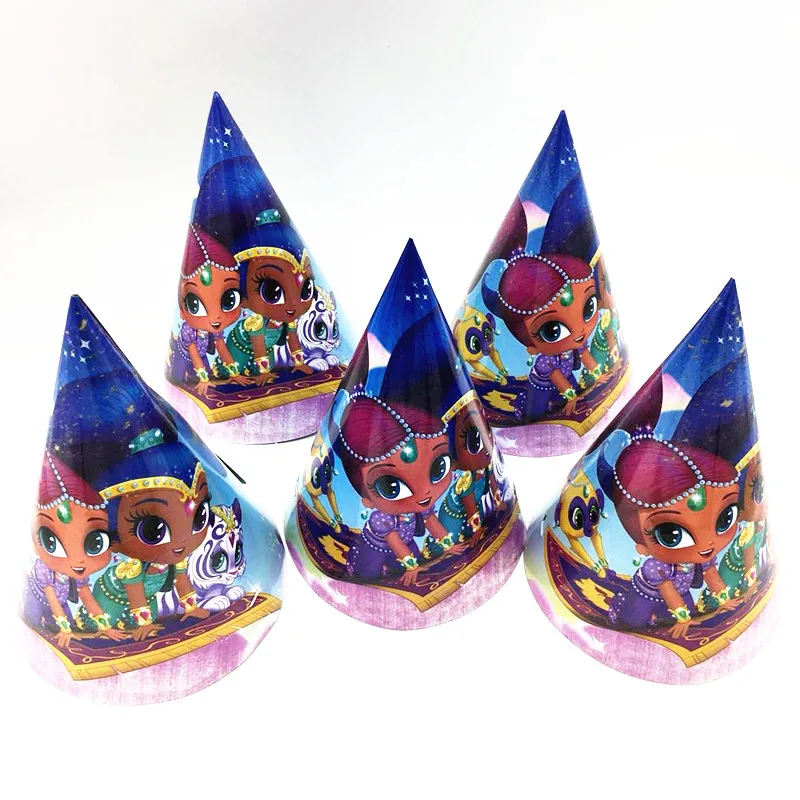 

6PCS CARTOON THEME PARTY HATS SHIMMER SHINE HATS BABY SHOWER PARTY DECORATION SHIMMER SHINE THEME PARTY HATS KIDS PARTY FAVORS