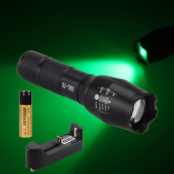 

Vastfire Green Zoomable 650 LM 4modes LED Flashlight Focus Torch Light+18650 Battery+Battery Charger outdoor hunting light lamp