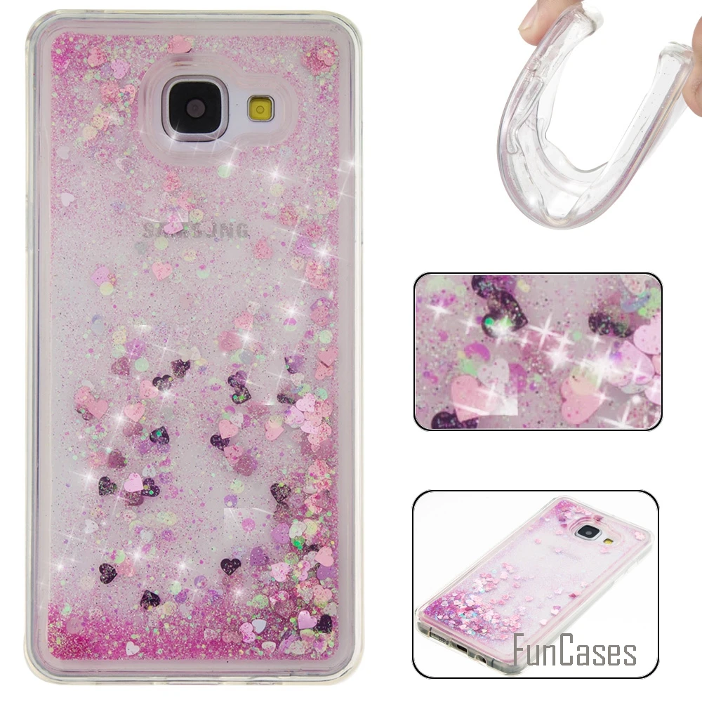 Coque Bling Love Heart Stars Мягкий ТПУ чехол для телефона samsung Galaxy A510 A310 A3 2016 A5 Funda Quicksand