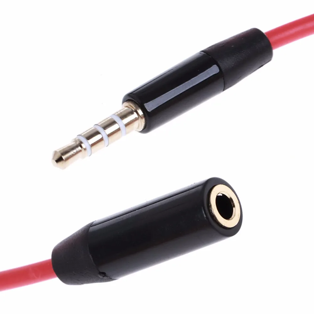 

3.5mm Headphone Earphone Male to Female Plug Audio Adapter Extension Cable Red