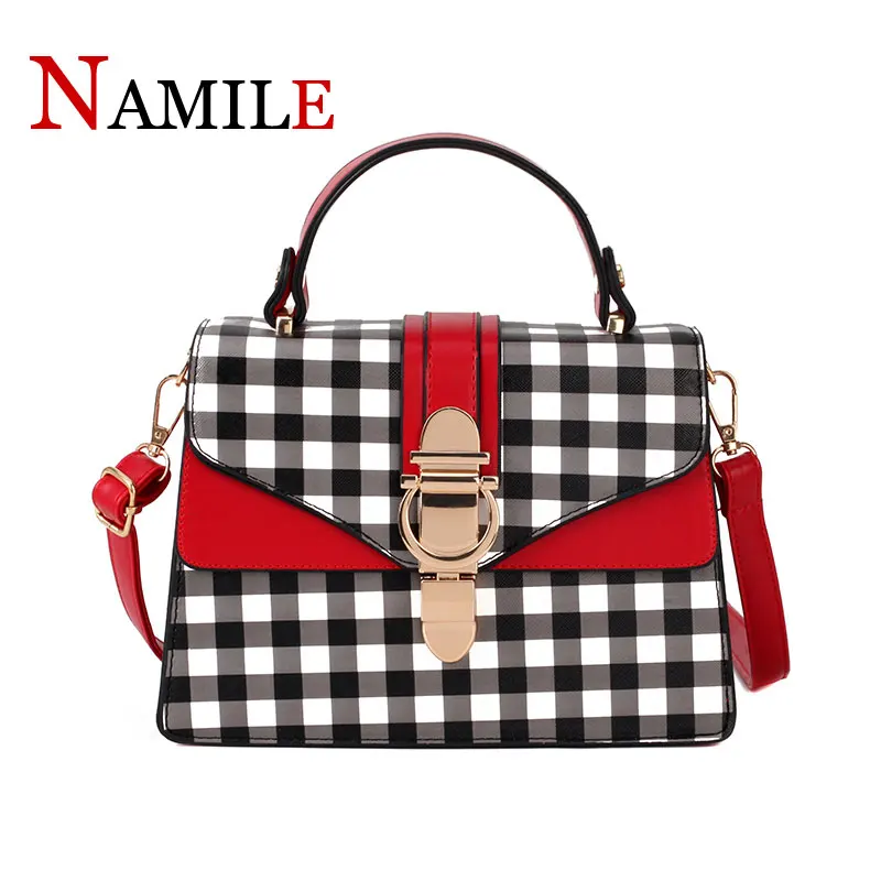 

NAMILE new fashion ladies plaid bag PU leather shoulder bag ladies Messenger bag quality handbags casual temperament handbag