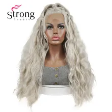 StrongBeauty Серебряный парик фронта шнурка Длинные свободные волны термостойкий синтетический парик женские кружевные волосы