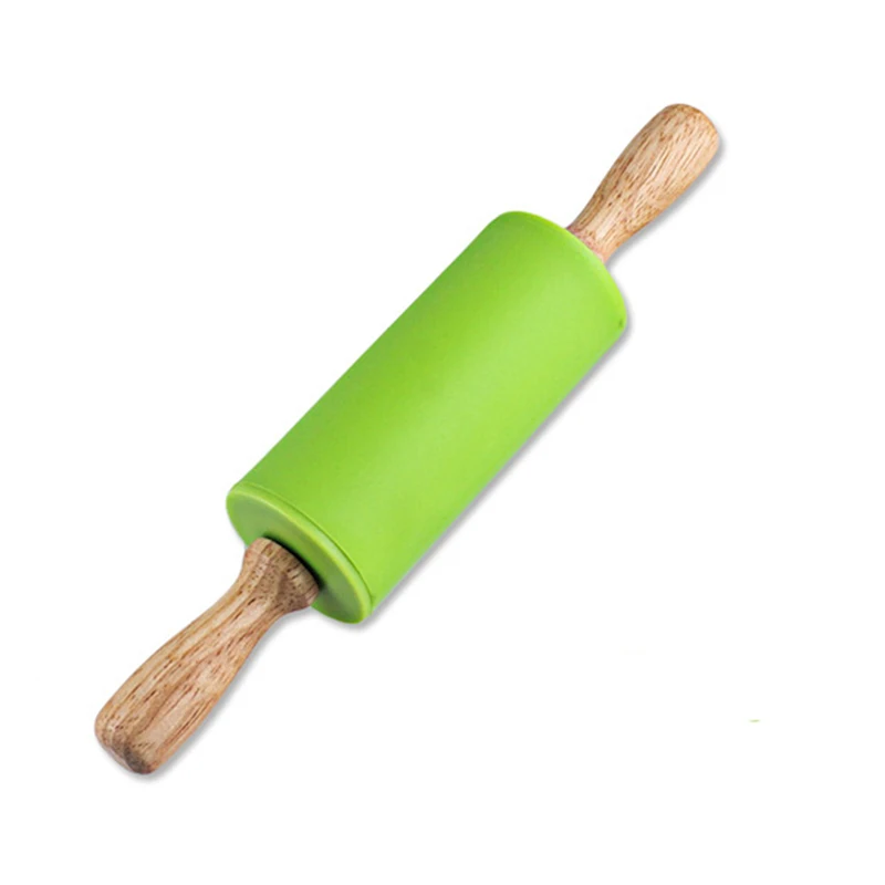 23cm Wood Handle Silicone Rolling Pins Small Dough Pastry Roller Stick for Kids Baking Cooking Tools Kitchen Accessories (2)