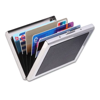 

Credit Card Holder Organizer Identity Thieves - Smooth Sleek RFID Blocking Stainless Steel Wallet Business Card Case Storage