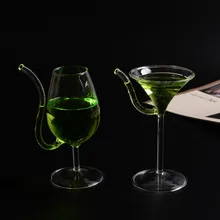 Бокал для сока молока вина Виски чашки чая с питьевой трубкой холодные напитки вечерние бар для питья сока рожок с белкой L26C