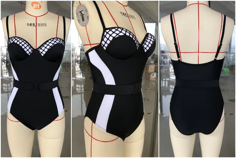 Push up mesh bikinis 2019 mujer monokini string one-piece suits Sexy swimwear women swimsuit Summer beach wear swim suit