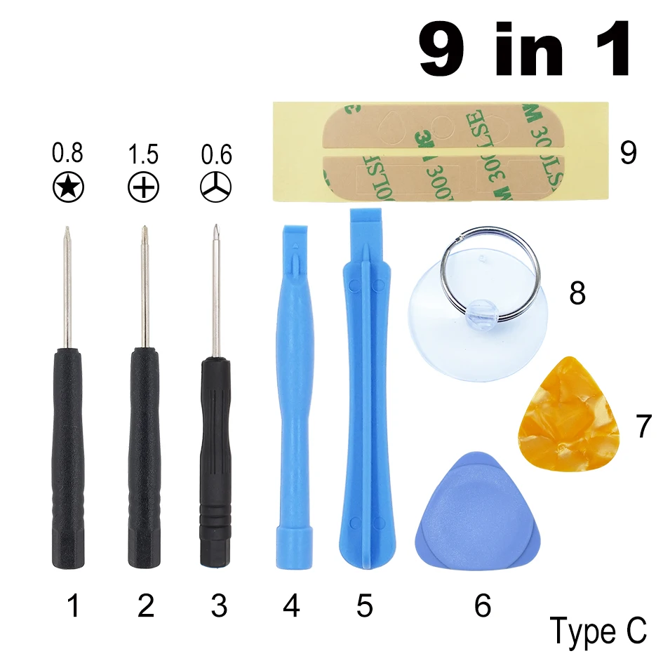 9 в 1 открывающийся набор инструментов для ремонта инструмента с Pentalobe фигурная отвертка для Apple iPhone 4 4G 4S 5G 6G 300 компл./лот