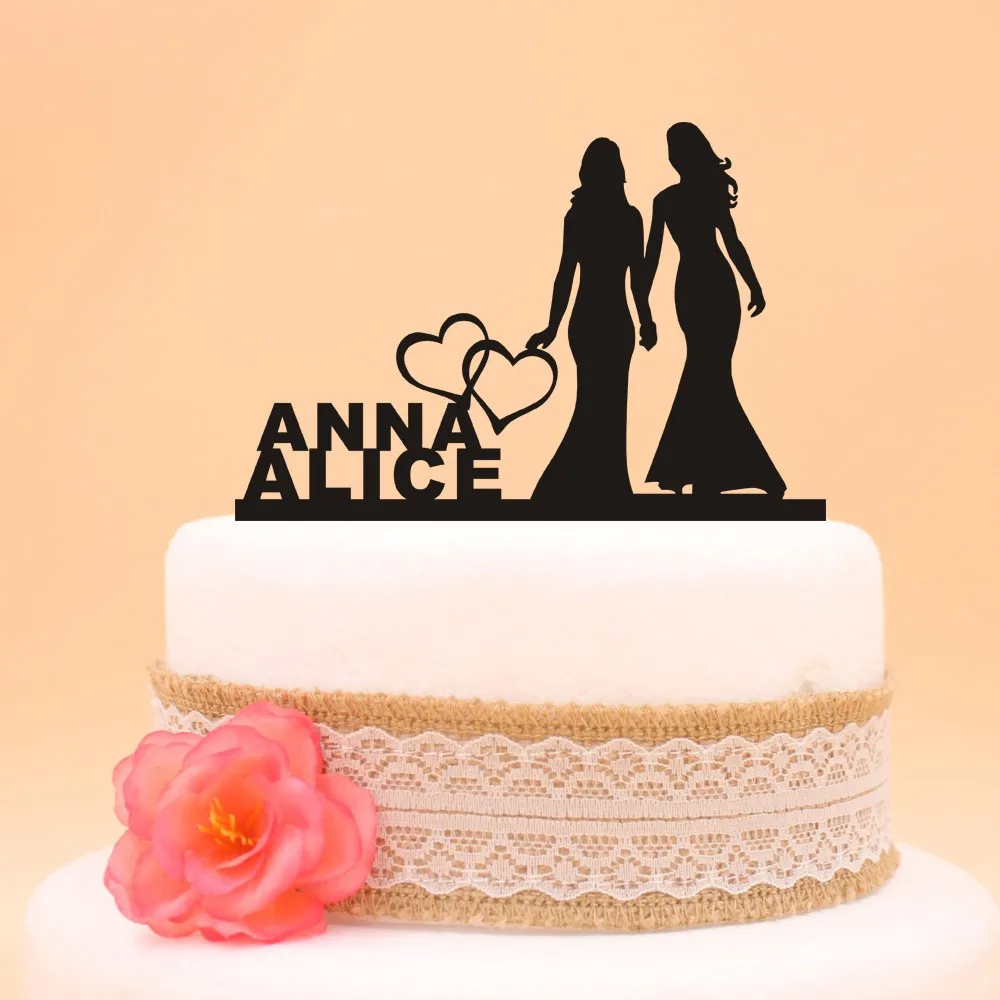 Personalized Wedding Cake Topper - Same Sex Wedding,Two Bride Wedding Cake Topper, Lesbian Wedding Decoration1