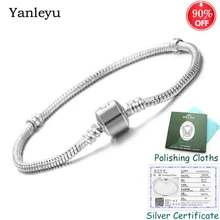 Отправлен Серебряный сертификат! Yanleyu DIY браслет цельный 925 Серебряный Змеиный браслет с цепочкой и бусинами для женщин ювелирные изделия PB024