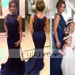 Темно-синие бусы Русалка Вечер платье длинное 2019 аппликации прозрачное вечернее платье для вечеринок Vestidos De Fiesta Abiye