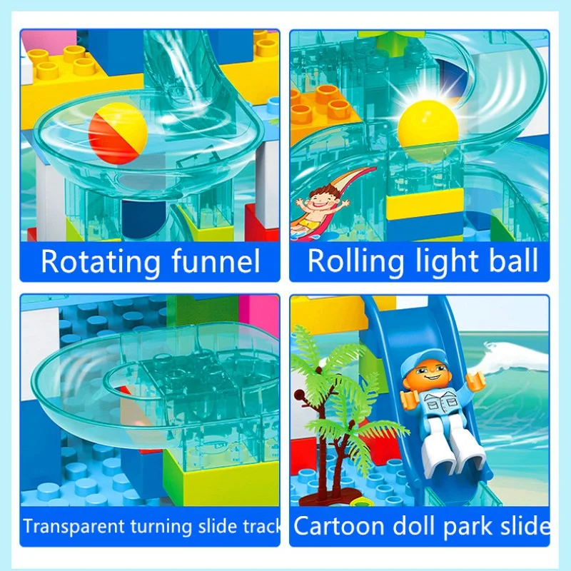 115 шт. мраморный трек бегать Хрустальный Снежный замок DIY лабиринт мяч трек строительные блоки Пластиковый Свет совместимые с Duploed блоки
