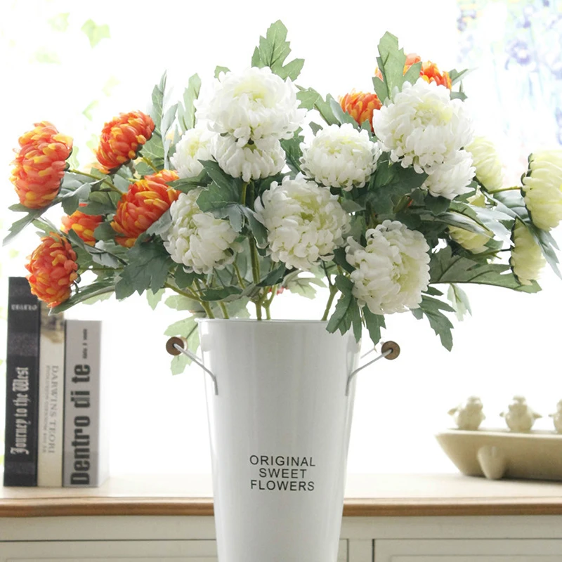 5heads Marigolds Chrysanthemum Artificial Silk Flowers Flores For Home Garden Wedding Decorations Fake Flowers Branch Wreath 5heads Marigolds Chrysanthemum Artificial Silk Flowers Flores For Home Garden Wedding Decorations Fake Flowers Branch Wreath
