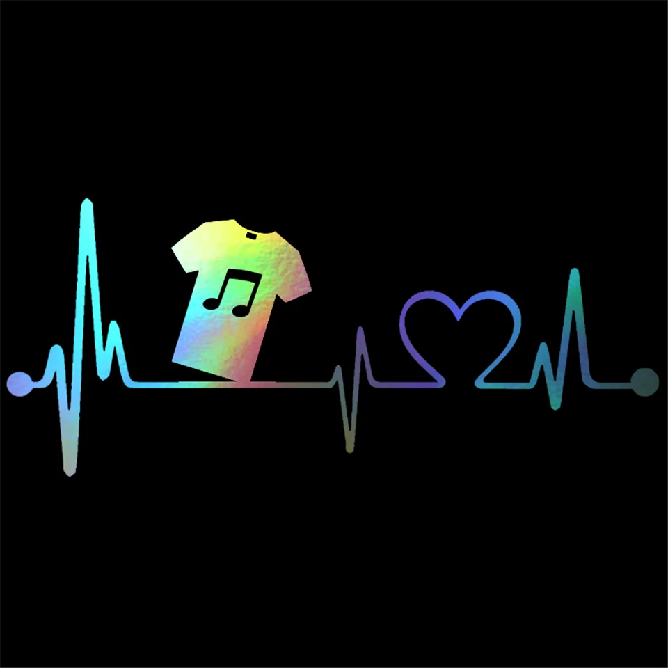 Music T-shirt Lifeline Vinyl Applique Creative Car Sticker Car Model Truck Parts BlackSilver 21.1cmx7 (5)