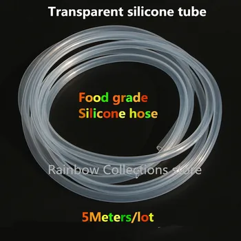 

Inside Dia. 4/5/6/7/8mm 5Meters/lot Transparent silicone tube Silicone rubber hose Food grade Silicone hose Free shipping