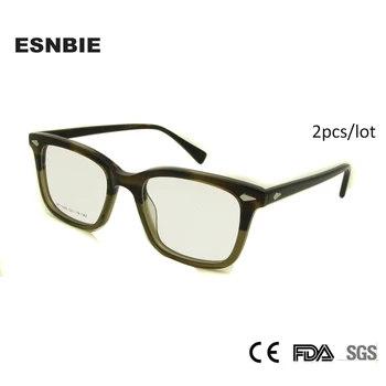 

ESNBIE Vintage Clear Glasses Frame Black Square Eyeglasses Myopia Glasses Prescription Male Spectacle Frames Women 2PCS