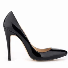 Office Lady Fanshion Sexy Pumps Plain Dress Patent Leather Slip- On Pointed Toe Shallow Mouth Basic High Thin Heel Pumps
