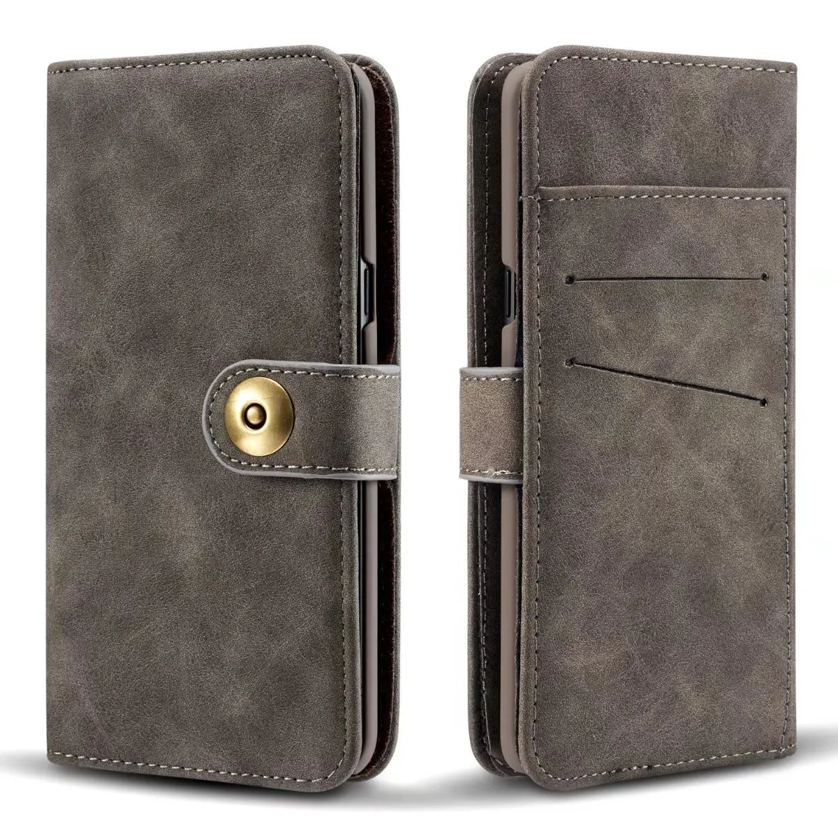 

Removable Back Leather Cover for Iphone 5 5s Se 6 6s 7 Plus Case Samsung Galaxy S7 Edge S8 Plus Case Card Wallet Flip Magnetic