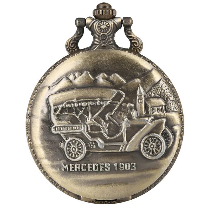 

Unique Steam Sedan Pattern Pocket Watch for Men Large Dial Quartz Pocket Watch Retro Elegant Thick Chain Watch With Necklace