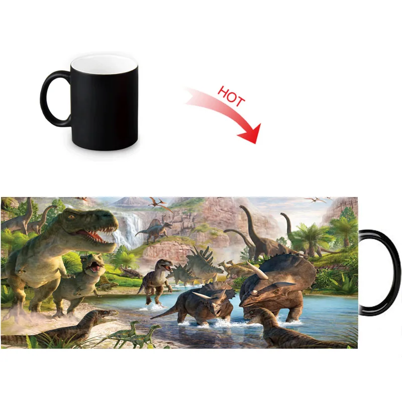 

Custom Photo Heat Sensitive Magic Ceramic Mugs 12oz Color Changing Morph Mug Dinosaur Coffee Milk Cup Personalized Gift