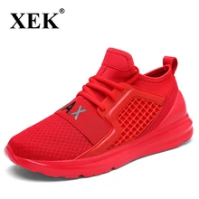 XEK 2018 Spring Summer Mesh Breathable Running Sneakers For Men Black White Max Sports Athletic Shoes