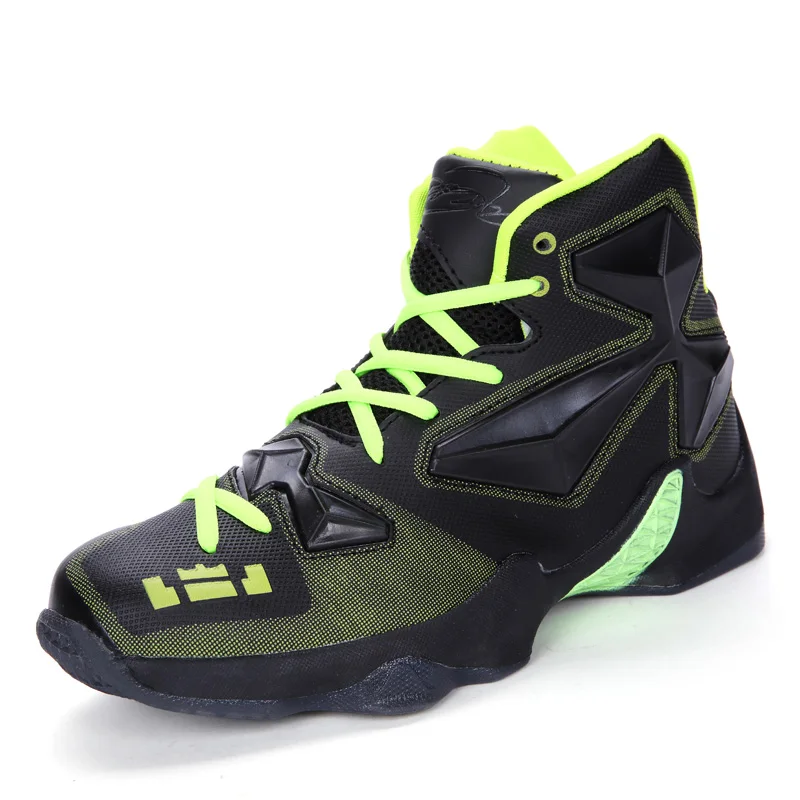Новая Оригинальная Мужская Баскетбольная обувь, высокие кроссовки унисекс, удобные легкие спортивные тренировочные ботинки для мужчин и женщин - Цвет: Black Green
