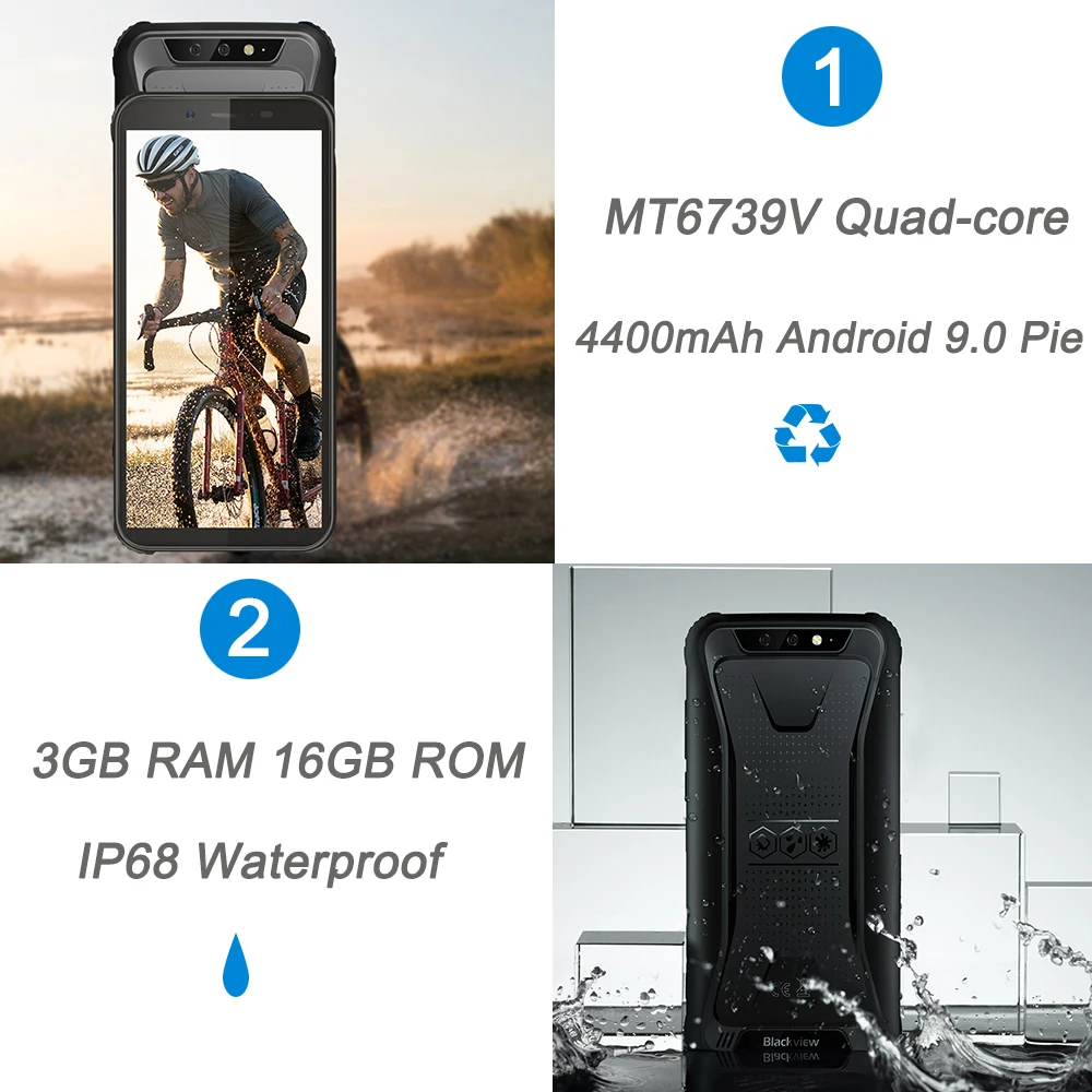 Blackview BV5500 pro NFC прочный ударопрочный мобильный телефон android 9,0 5," 3 ГБ ОЗУ 16 Гб ПЗУ 4400 мАч MT6739 Четырехъядерный 4G смартфон